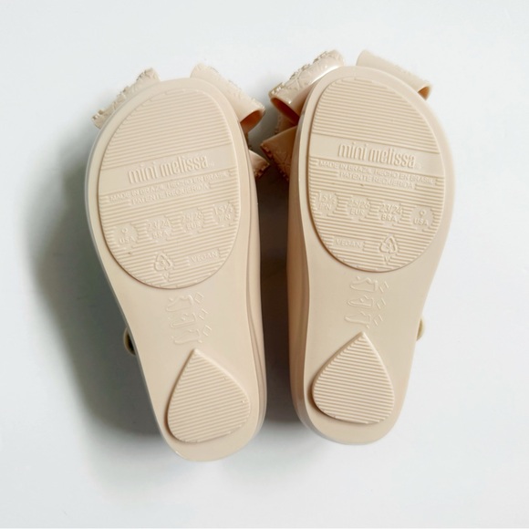 MINI MELISSA NUDE BEIGE ULTRAGIRL SWEET BB BIG GOLD FLOWER BOW JELLY SHOES - Picture 7 of 9